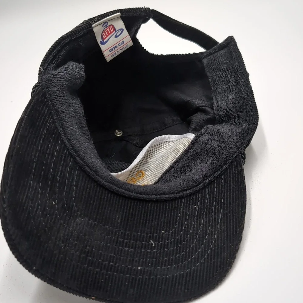 Vintage Hat Cap Mens Fabric Rope Otto Cap Retro Crooker Black Embroidered